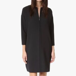 Vince Black Sheath Dress Long Sleeve Zip Neck Minimalist Work Dress EUC